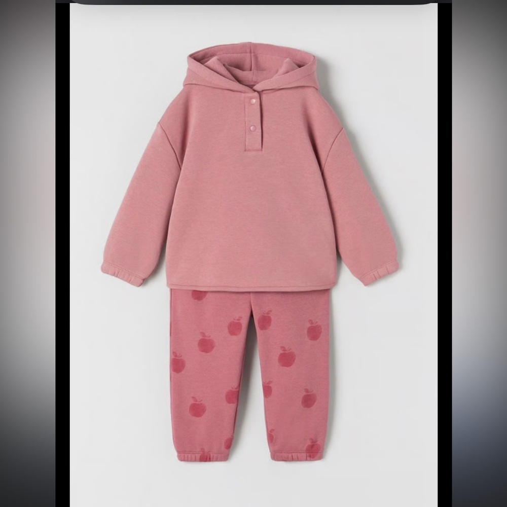 ZARA Kids faux fur apple hoodie Set - 2/3 T
